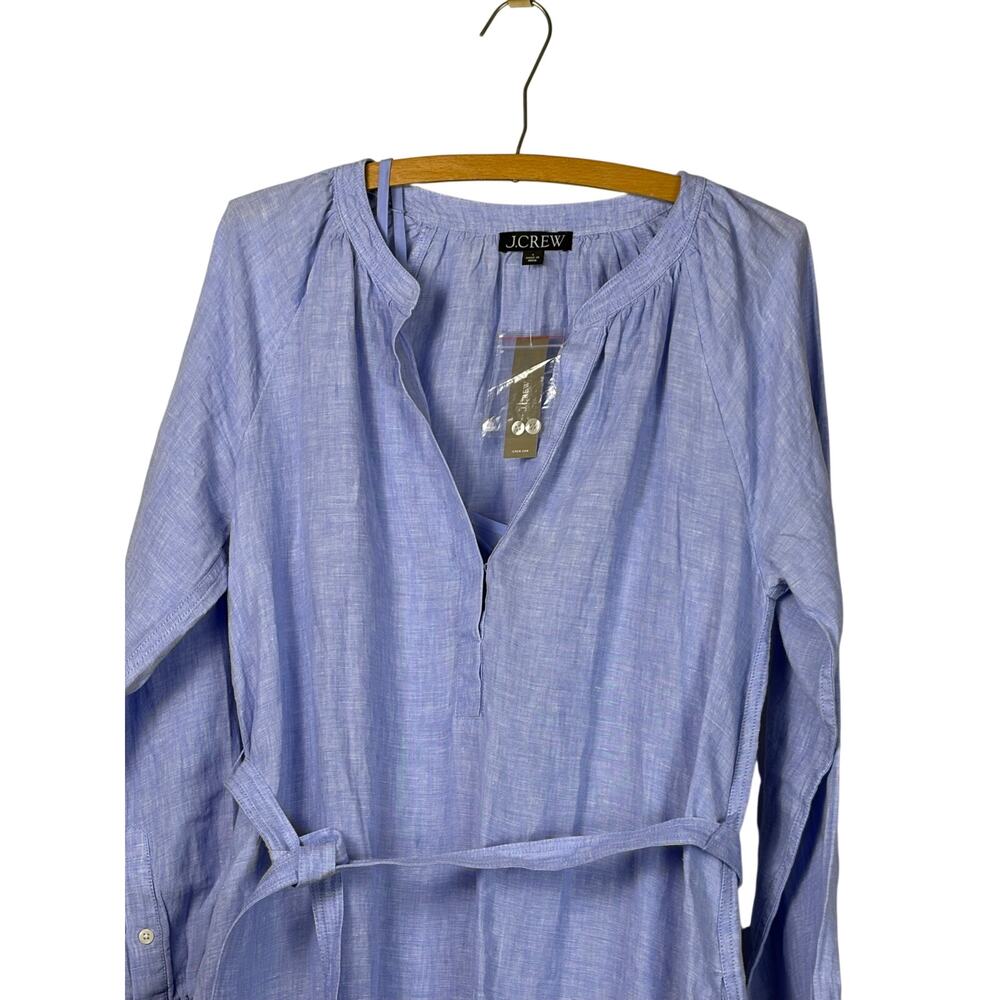 J Crew Linen Cabana Midi Dress Blue Coastal Chic S NWT - Picture 5 of 13
